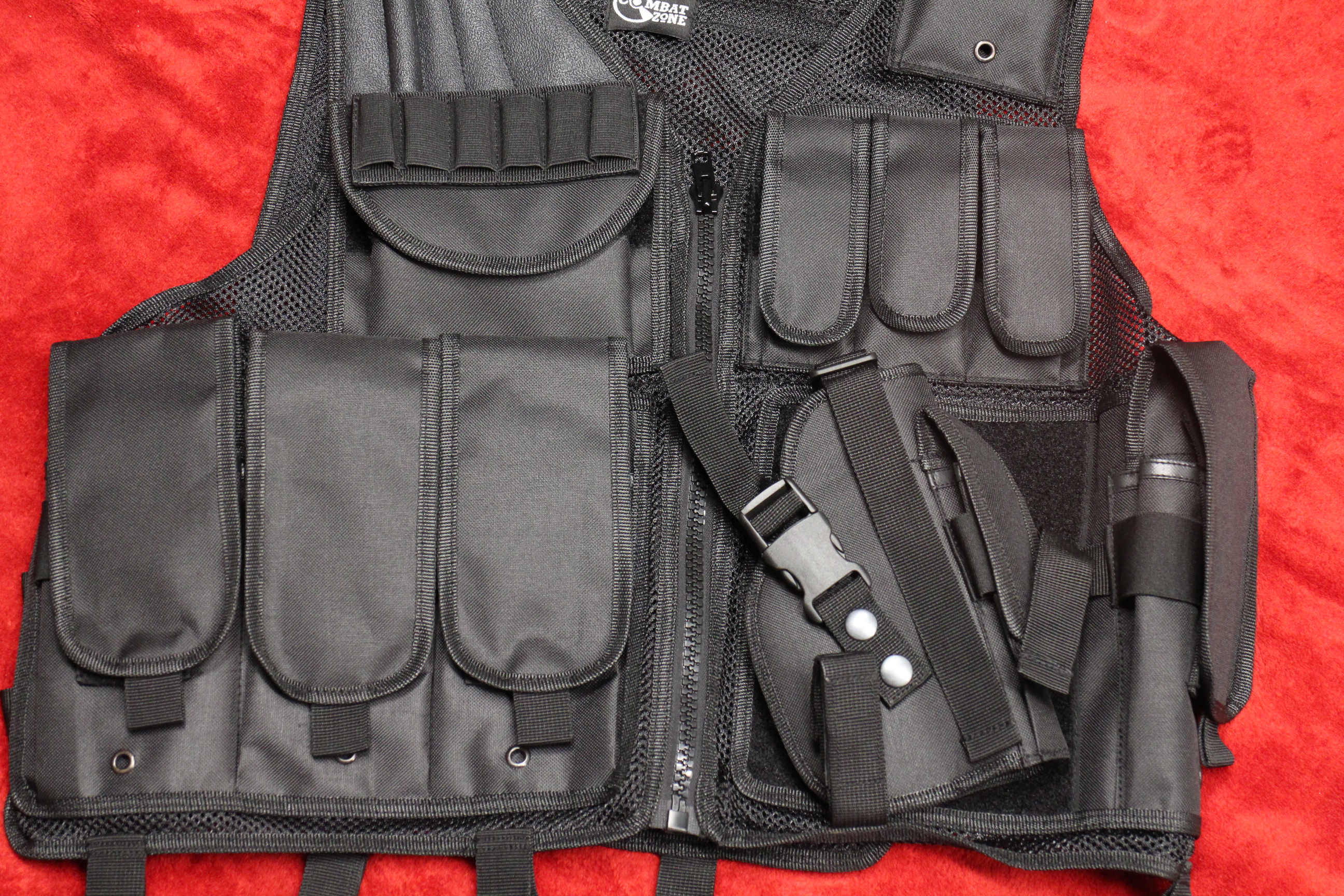 Taktische Weste Mit Pistolenholster Und Taschen Taktische SWAT Einsatzweste Mit Holster | Vielseitige Taschen Für Magazine & Zubehör Einsatzweste Nylon